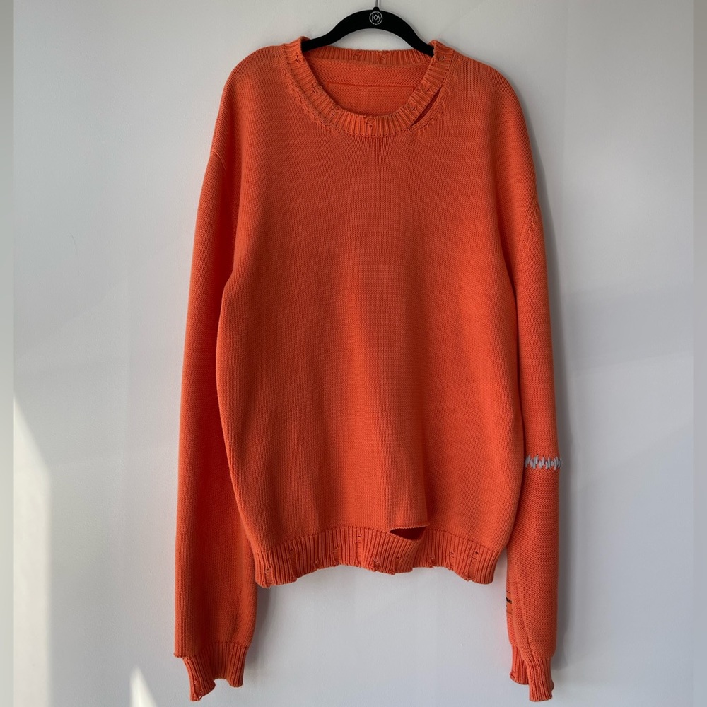 HERON PRESTON Distressed Knit Sweater